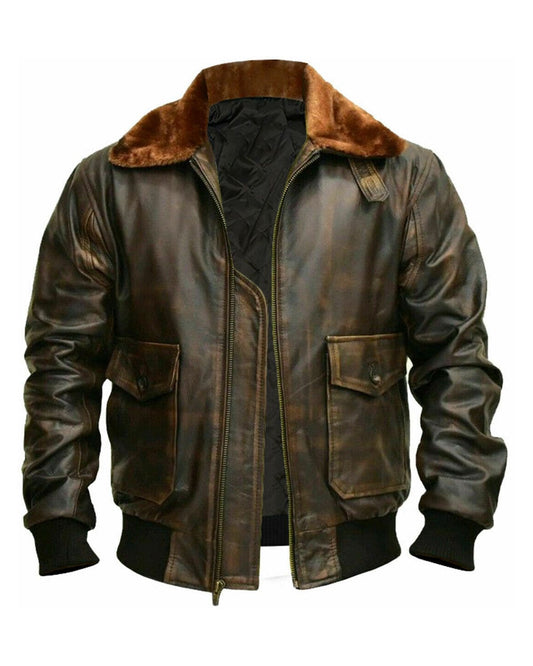 military g1 raf aviator cowhide distressed pilot bomber jacket for men