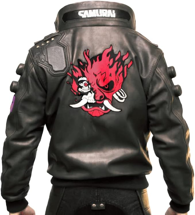 cyberpunk 2077 black bomber jacket for men, cyberpunk 2077 cosplay leather jacket, cyberpunk 2077 cosplay jacket
