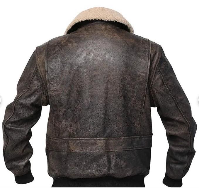 G1 Military Brown Classic Aviator Cowhide Distressed Bomber Jacket for Men