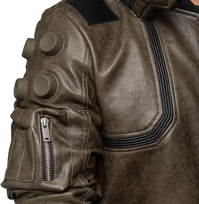 Cybernectic Cyborg 2077 Game Inspired Punk Brown Cosplay Bomber Jacket with Samurai Emblem