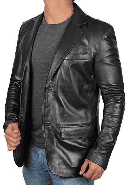 Semi Formal Leather Sports Coat for Men - Real Leather Sports Leather Coat