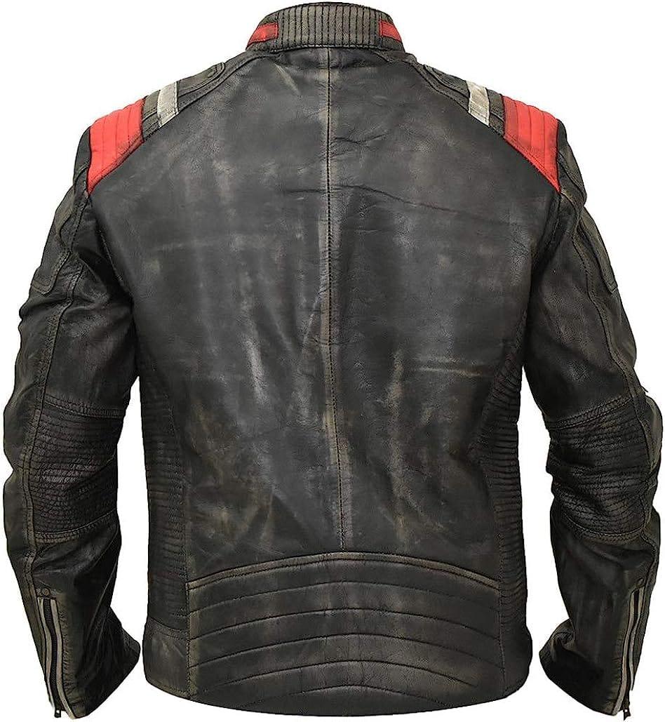 Men's Cafe Racer Retro 3 Motorcycle Lambskin Distressed Leather Jacket - MNCLeather