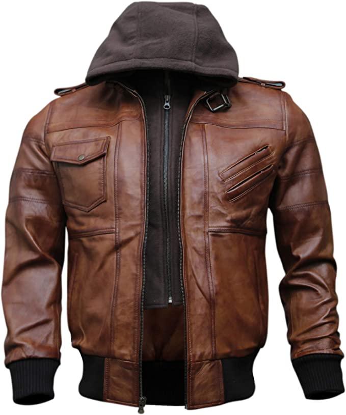 Casual Pick A2 Aviator Pilot Bomber Jacket for Men in Tan Brown Real Lambskin Leather