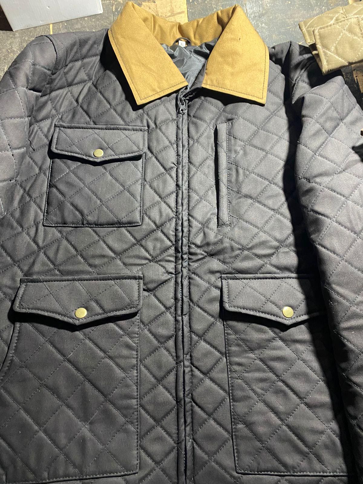 John Dutton Cowboy Warm Canvas Cotton Quilted Jacket for Men in Black Color - MNCLeather