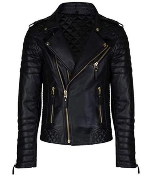 Men's Extra Ordinary Designed Double Breasted Gold Zippers Genuine Lambskin Leather Jacket - MNCLeather