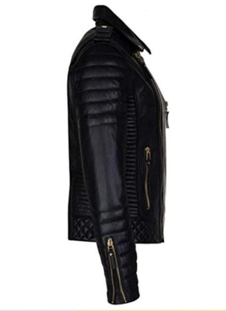 Men's Extra Ordinary Designed Double Breasted Gold Zippers Genuine Lambskin Leather Jacket - MNCLeather