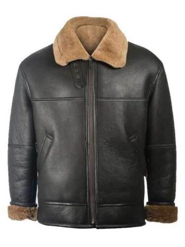 Military Black B3 Bomber RAF Aviator Cockpit Pilot Leather Jacket With Real Sheepskin Ginger Shearling Shearling for Winters - MNCLeather