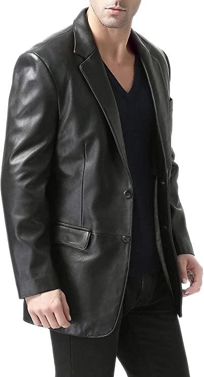 Premium Black Real Lambskin Leather Sports Coat for Formal and