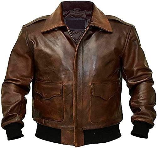 RAF Aviator A2 Tan Brown Military Bomber Leather Jacket for Men - Handmade A2 Waxed Tan Brown Leather Jacket - MNCLeather